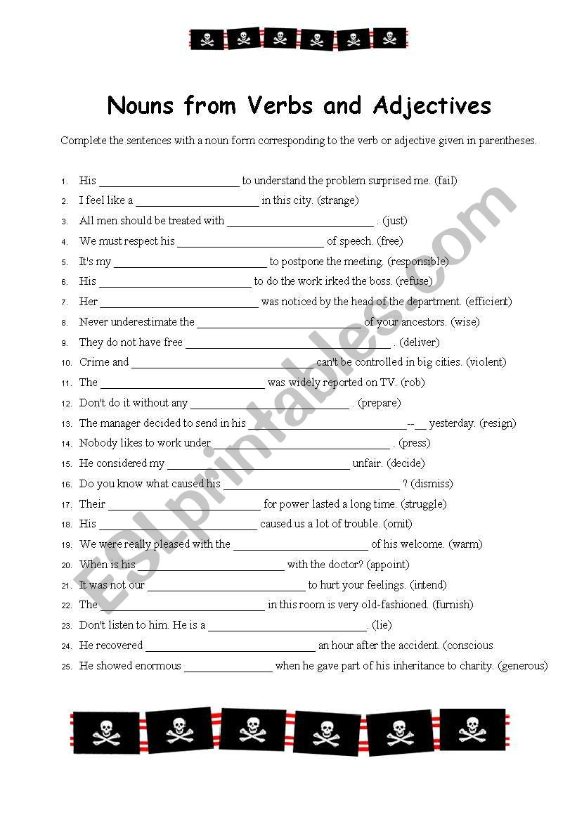 Nouns from Verbs and Adjectives