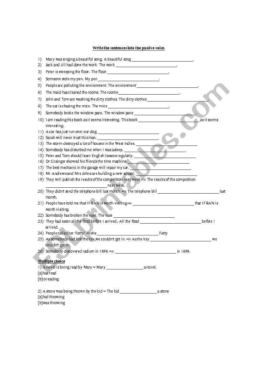 Passive Voice worksheet