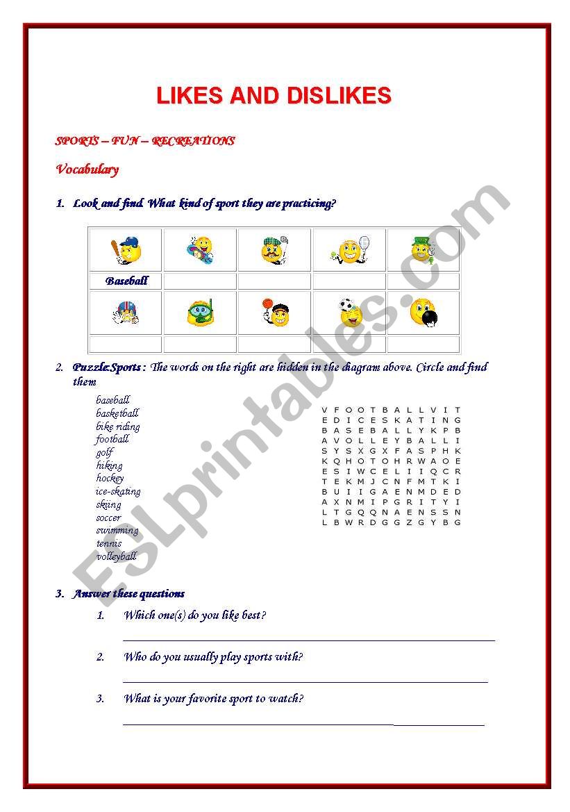 Sports - vocabulary  worksheet