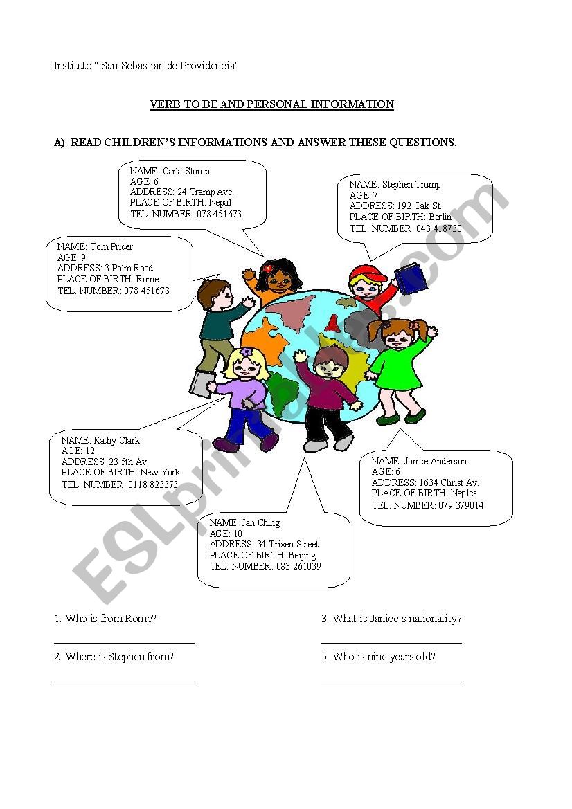 Verb to be  worksheet