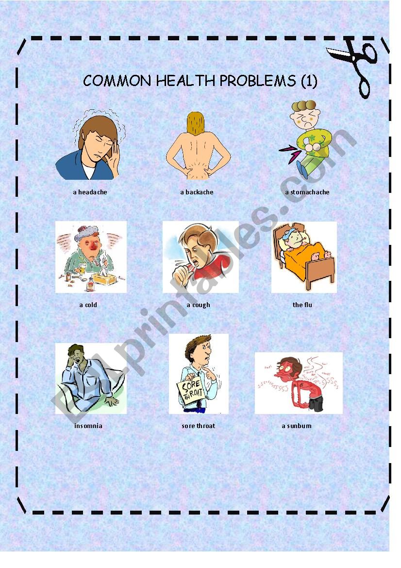 COMMON HEALTH PROBLEMS worksheet