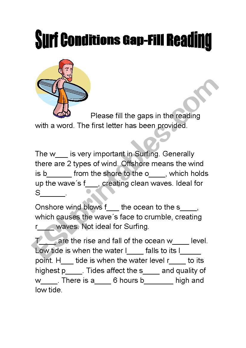 Surf Conditions Gap-Fill Reading
