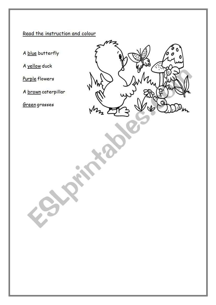 Coloures worksheet