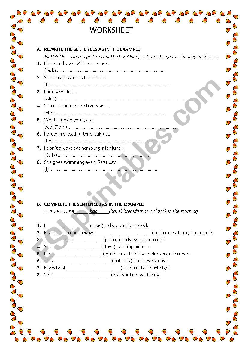 present simple worksheet