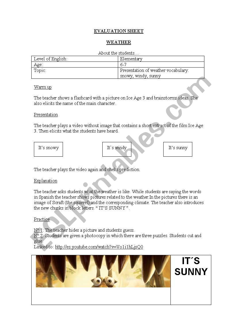 Weather worksheet