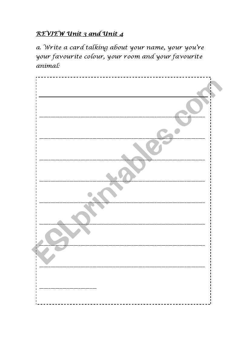 Write about you worksheet