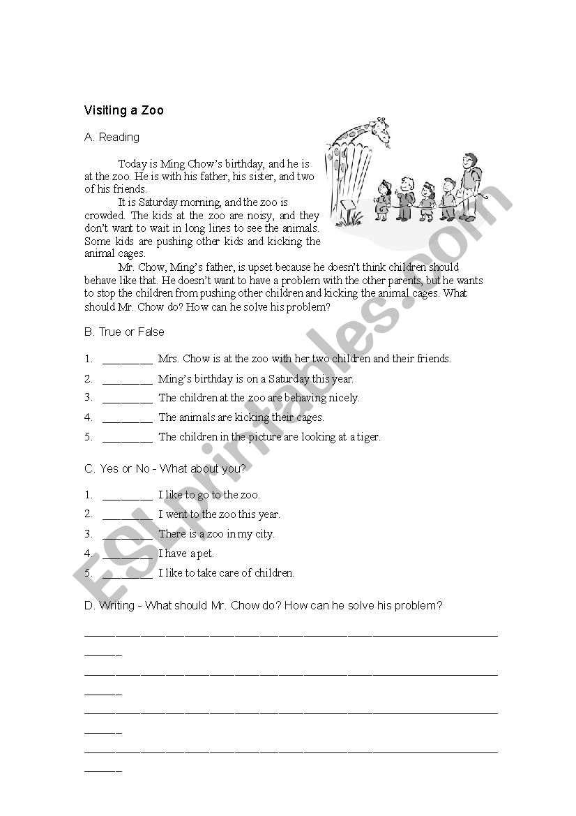 zoo worksheet