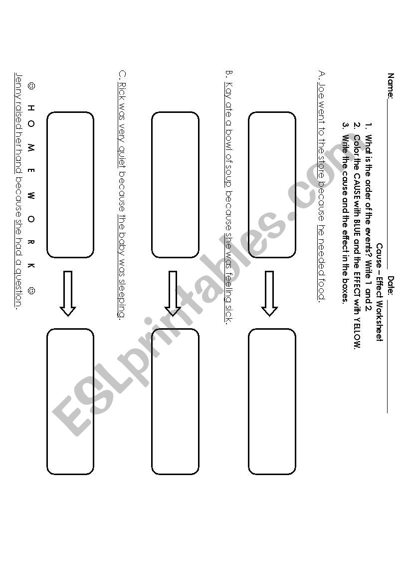 Cause and Effect worksheet