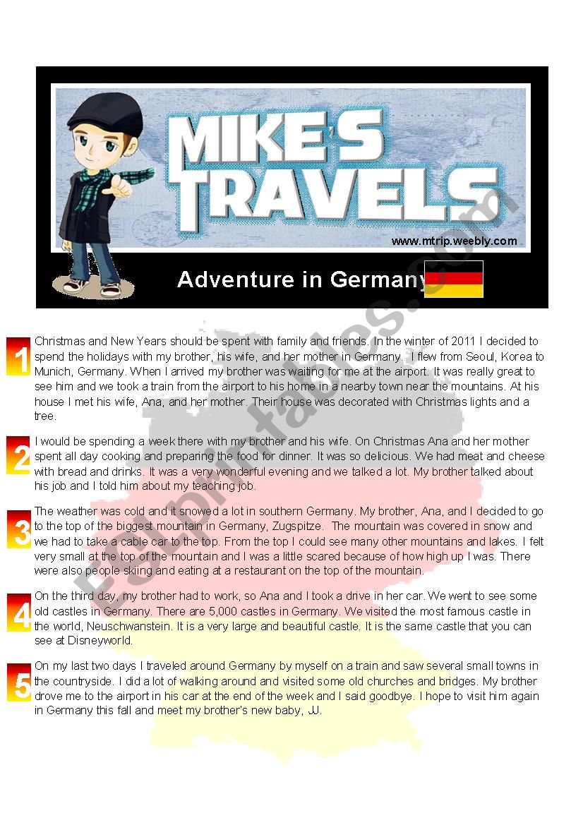 Tavel Story - Germany worksheet