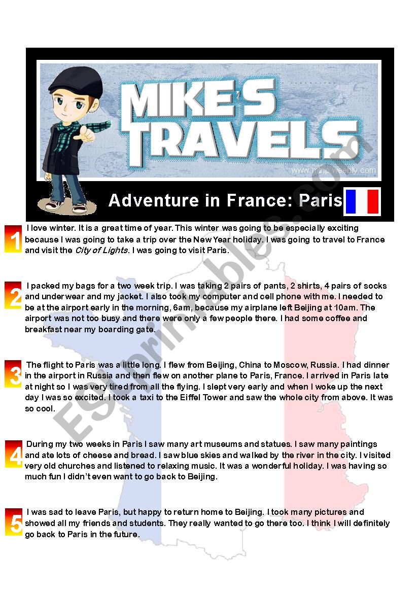 Travel Story - France worksheet