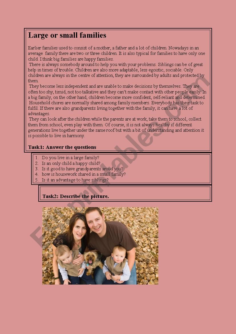 families worksheet