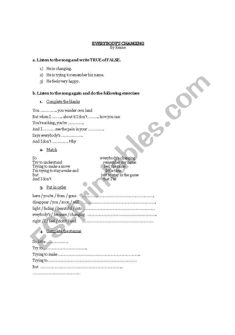 EverybodyÂ´s Changing - By Keane