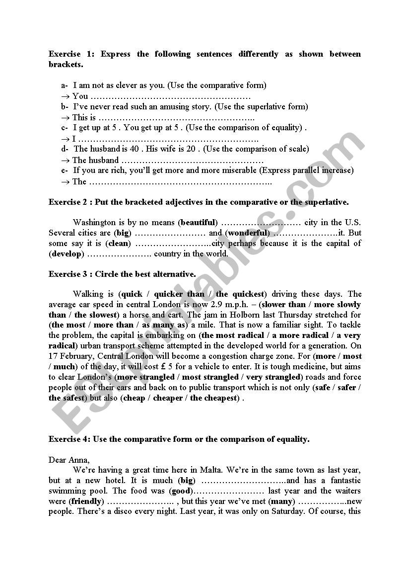 Comparison Practice worksheet