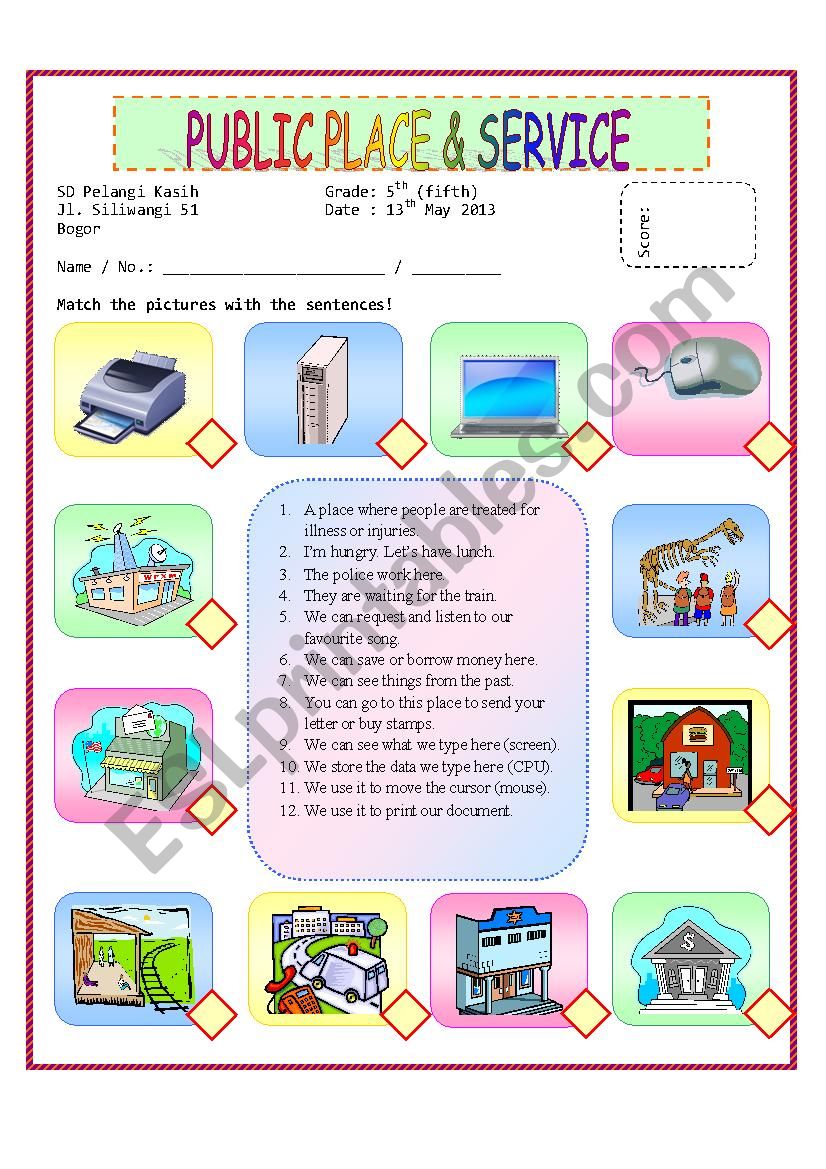 Public Place & Computer worksheet