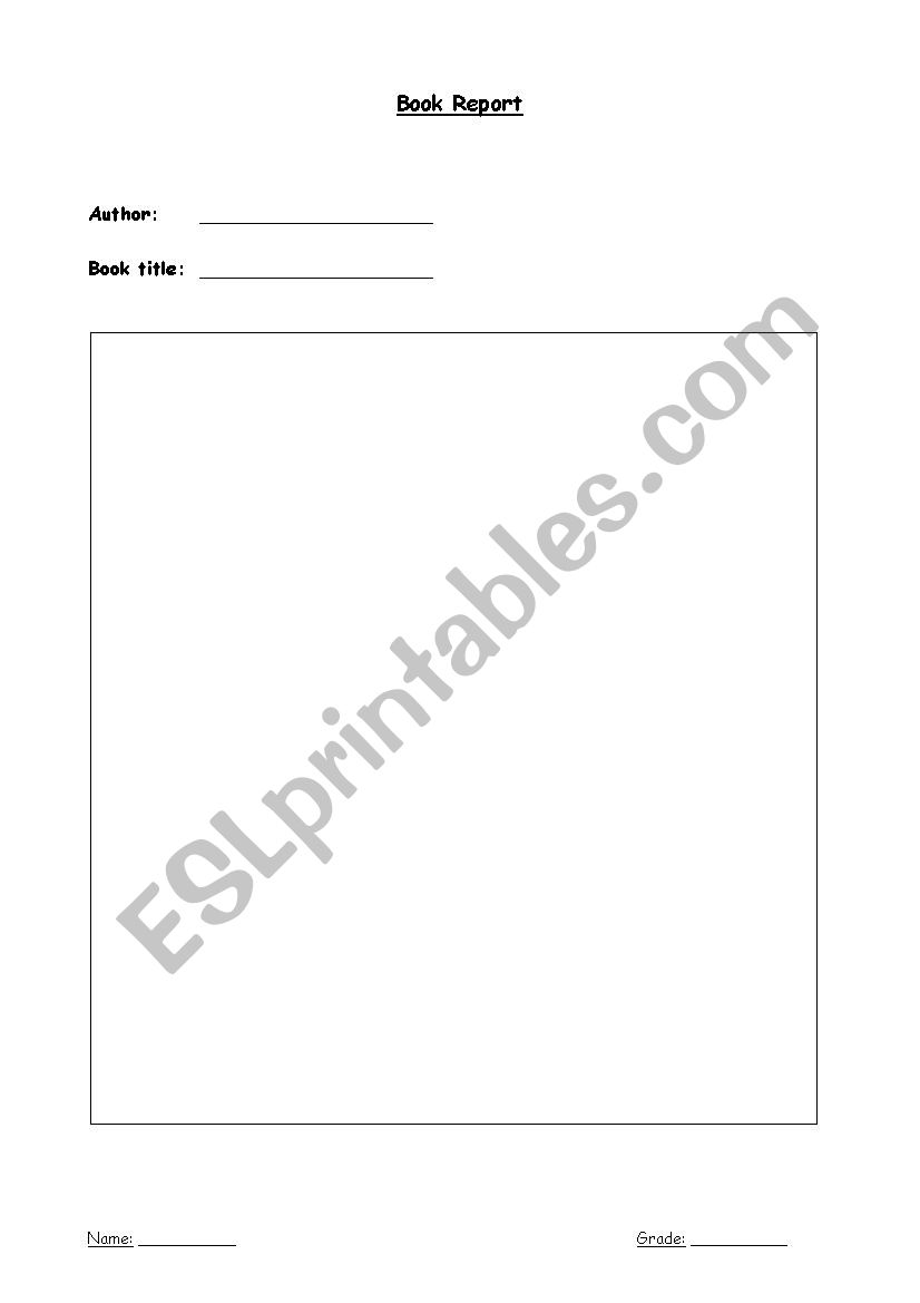 Book Report Template worksheet