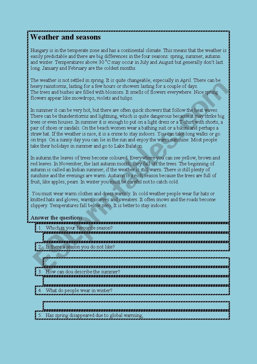 weather worksheet