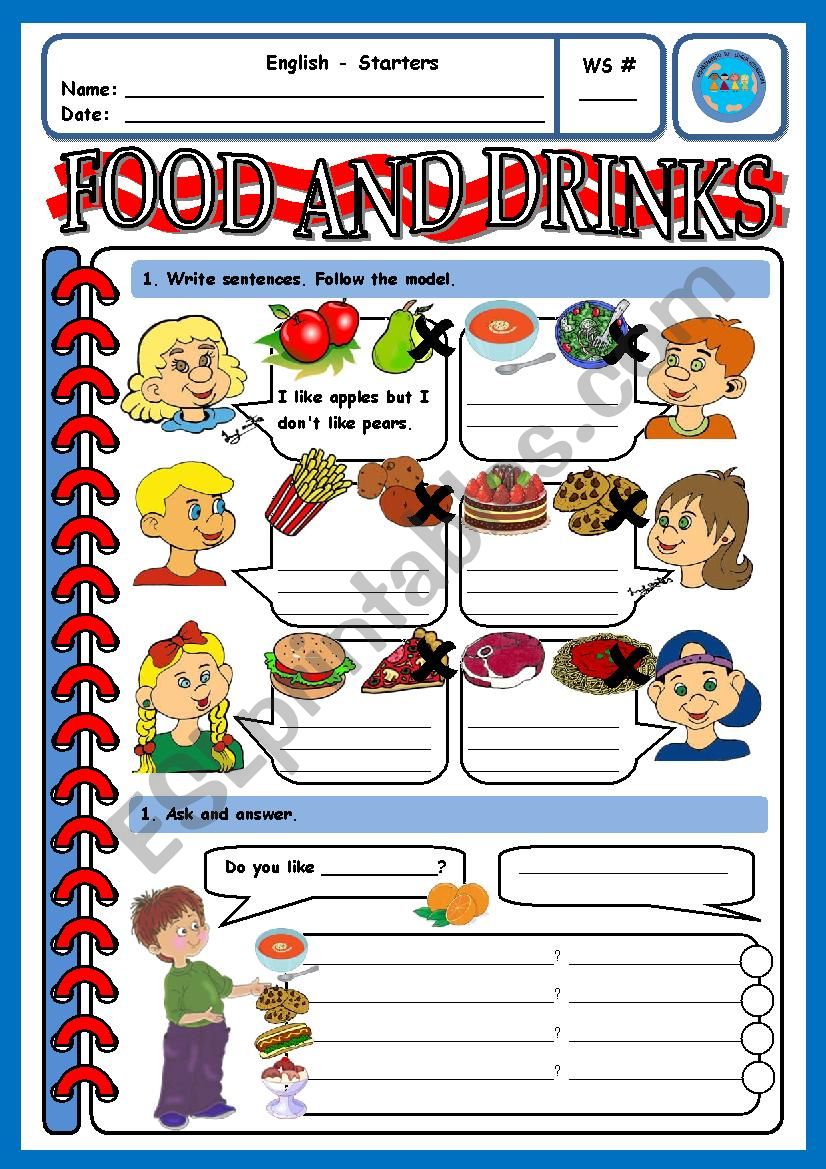 FOOD & DRINKS WS 3 worksheet