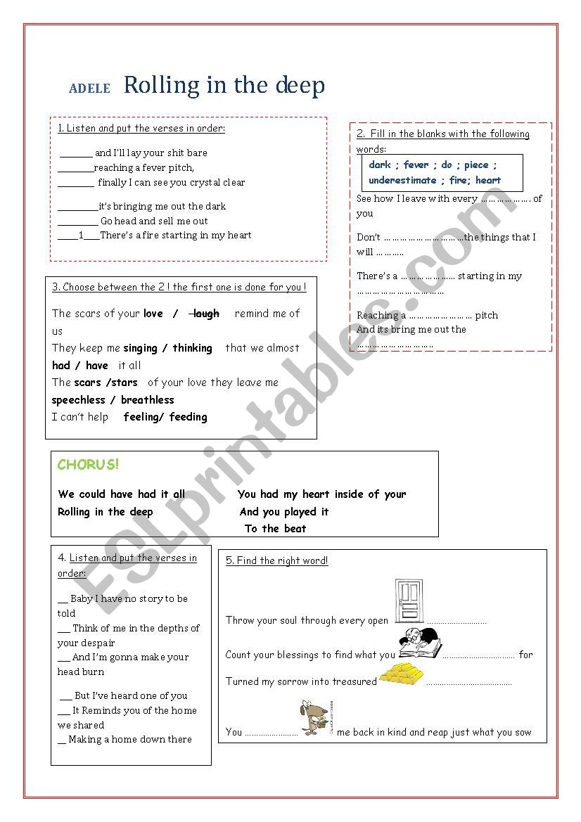 Adele  -  Rolling in the Deep worksheet