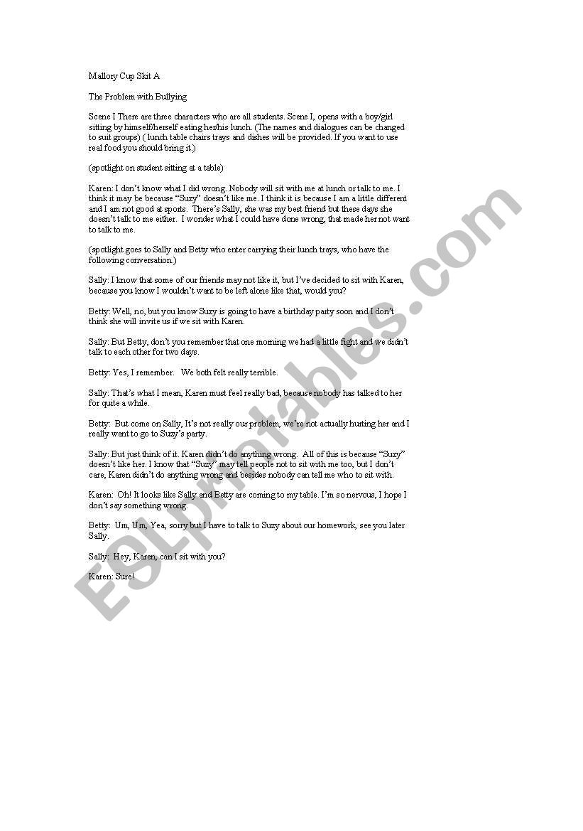 The trouble with Bullying worksheet