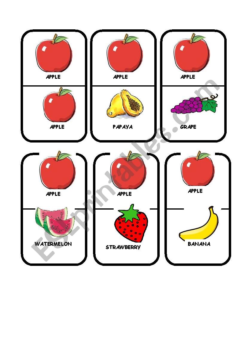 Domino - Fruits worksheet