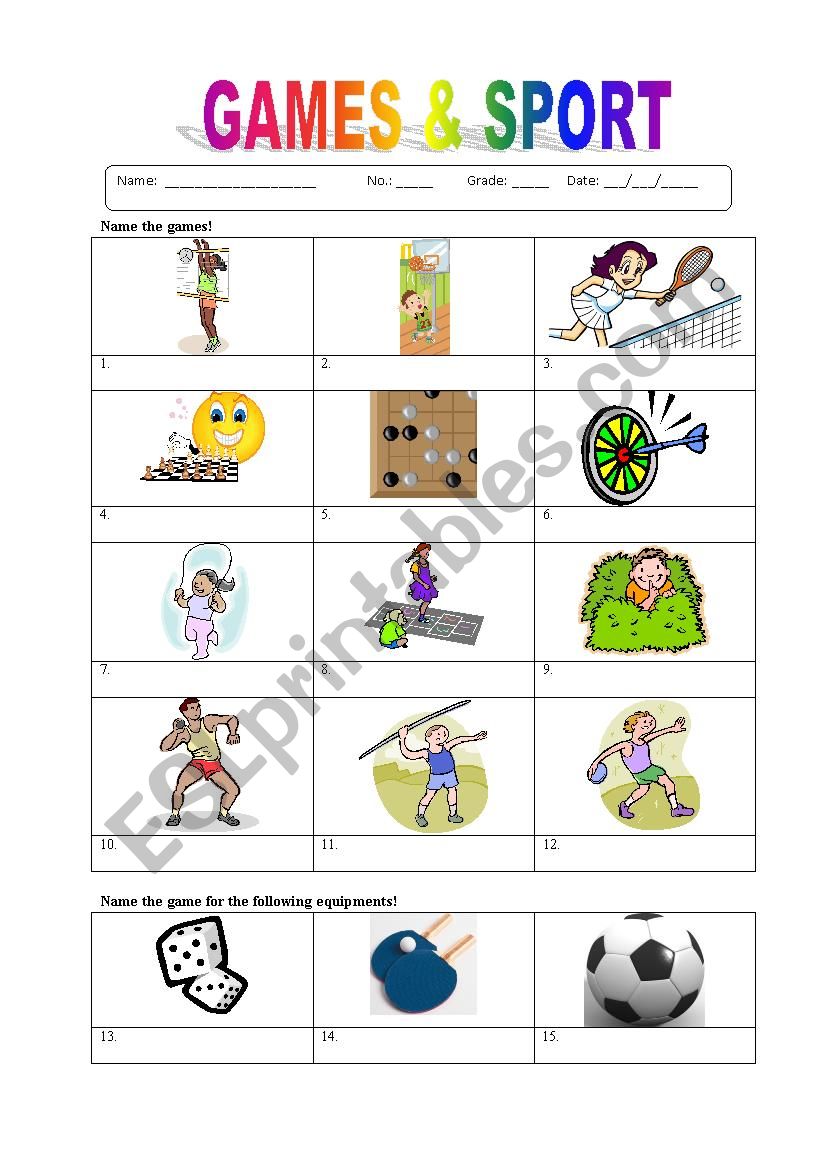 Games and Sports worksheet