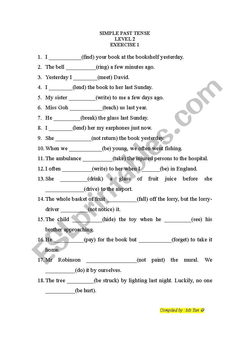 Simple Past Tense worksheet