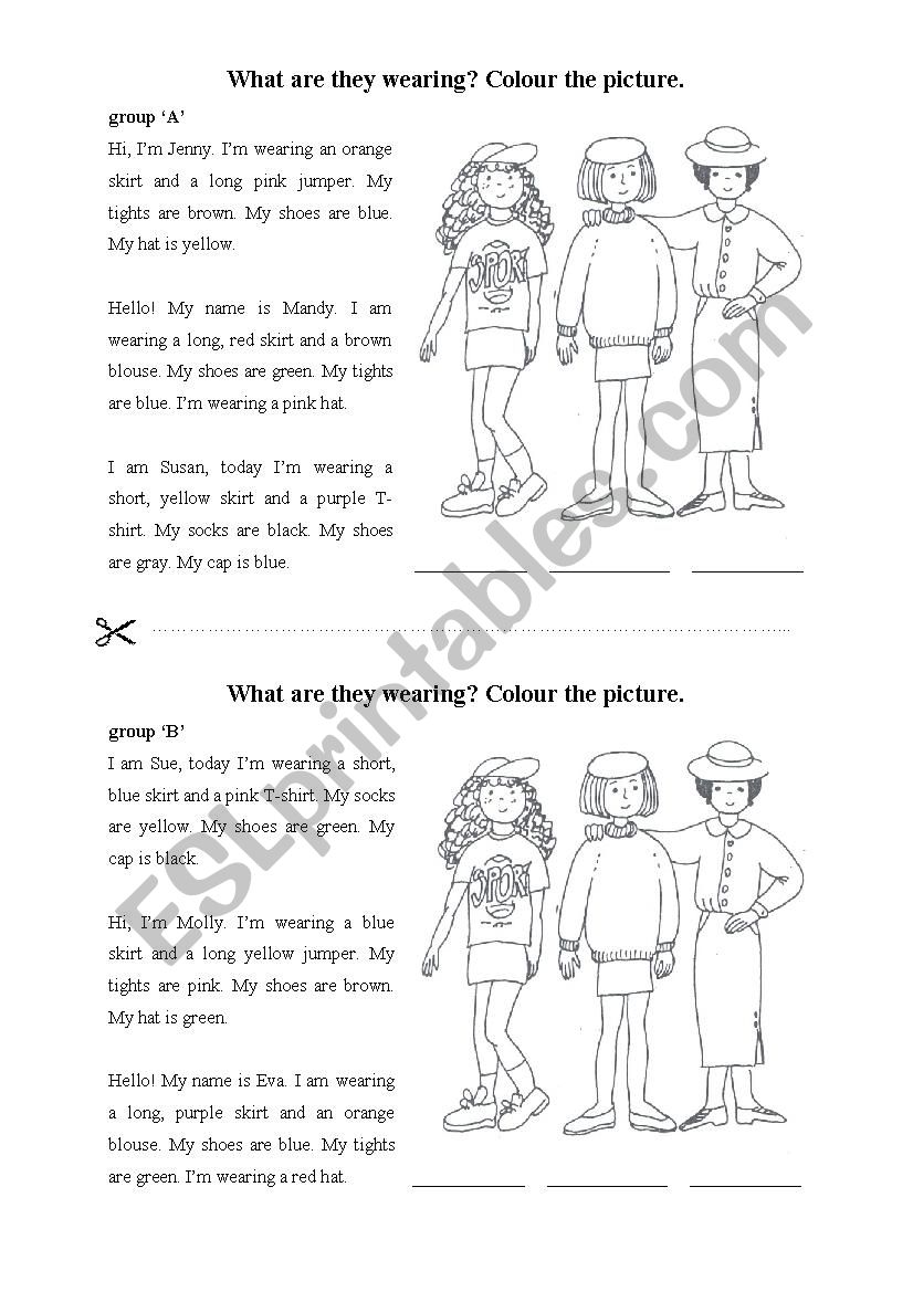 What are they wearing today? worksheet