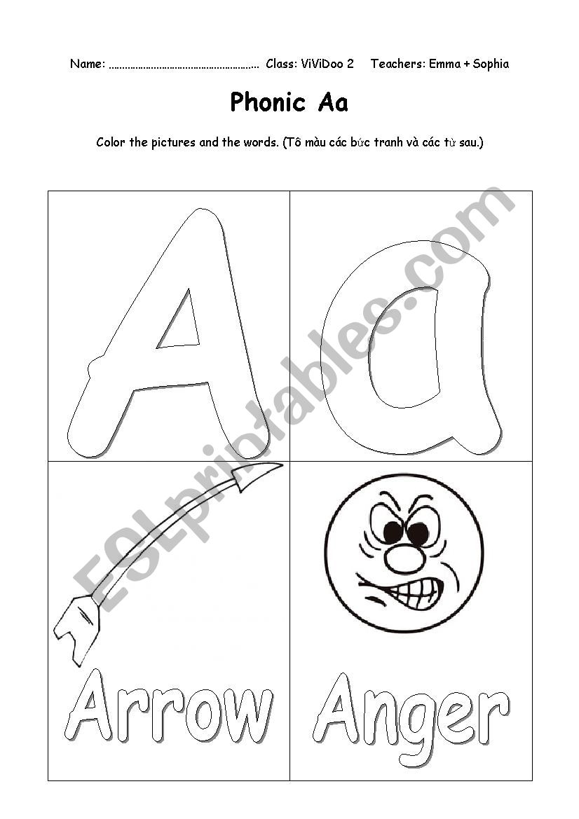 Worksheet for Phonic A worksheet