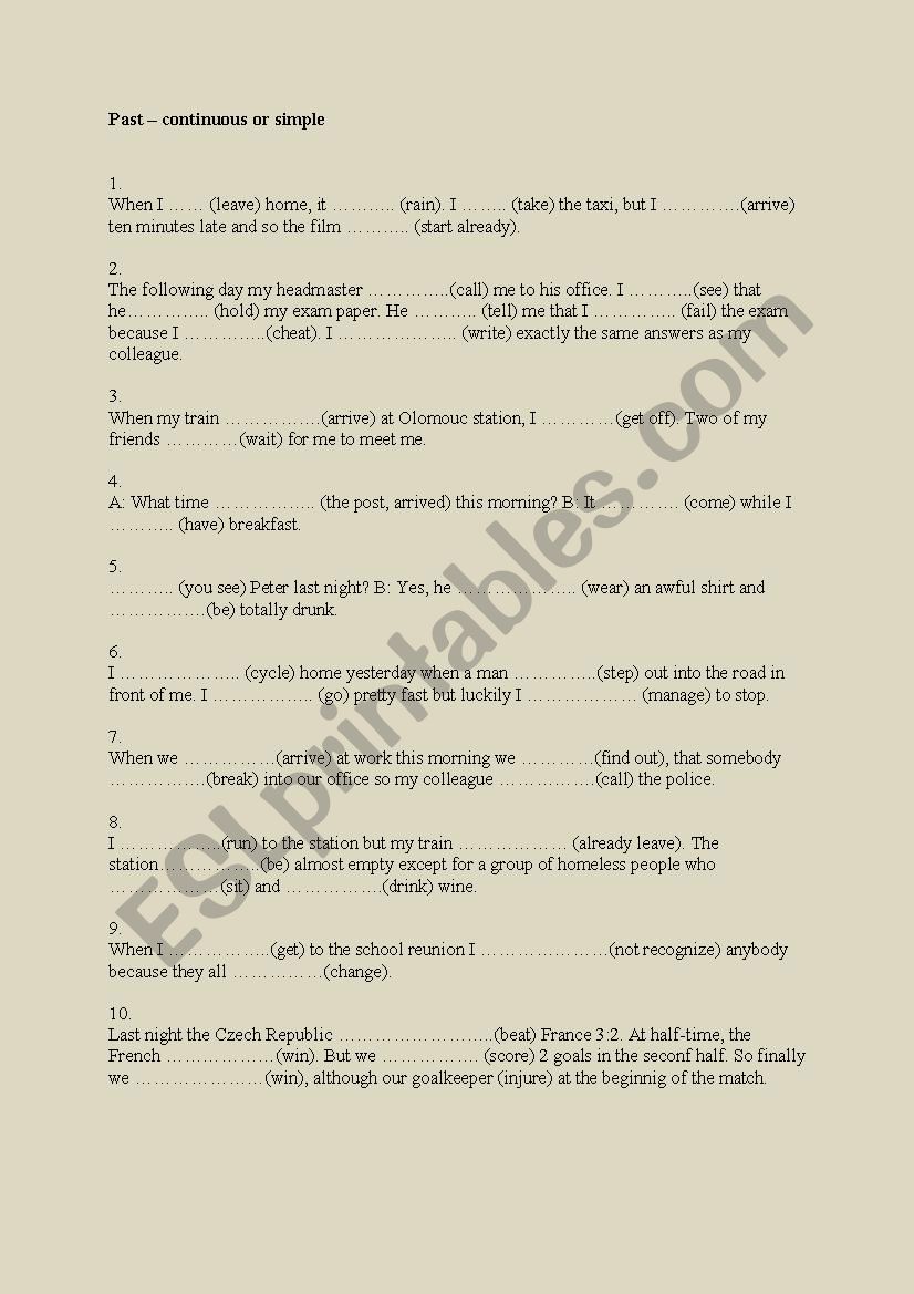 Past - revision  worksheet