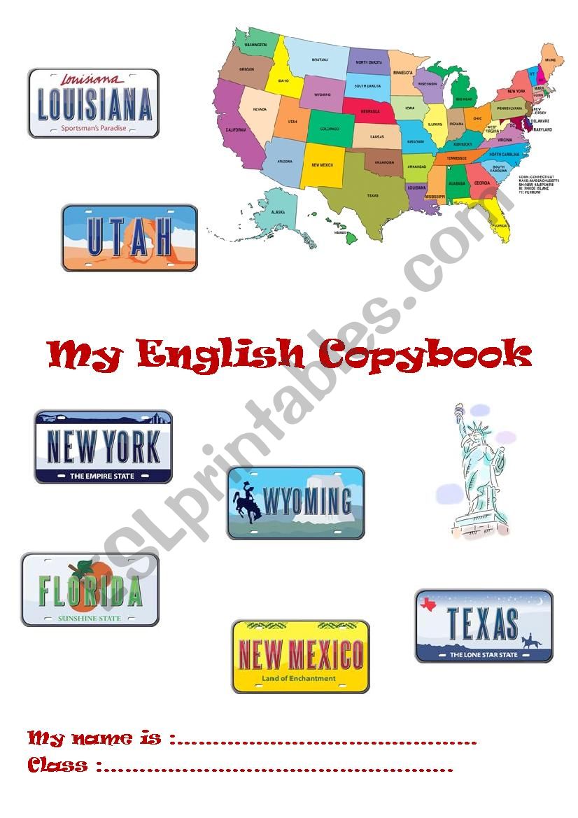 Copybook cover school year 2014 licence plates