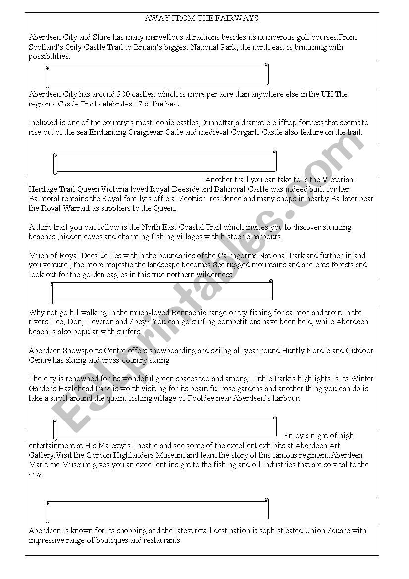 Aberdeen :describing places worksheet