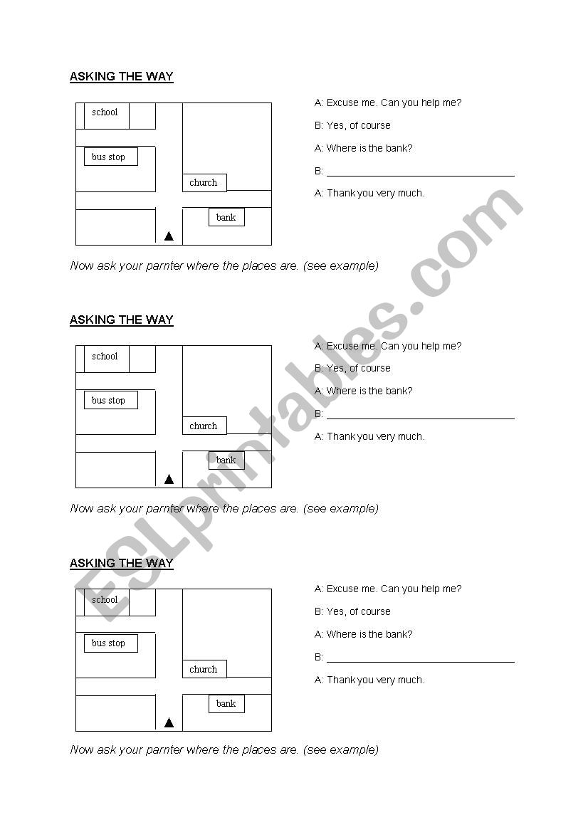 asking the way - EASY worksheet