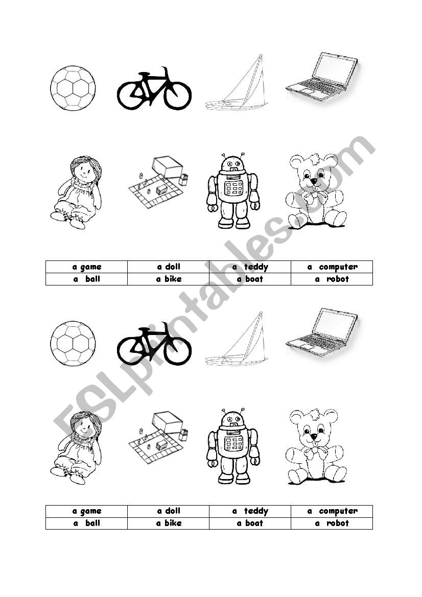 Toys worksheet