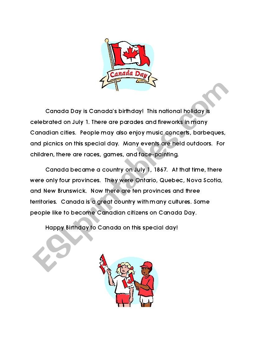 Canada Day  worksheet
