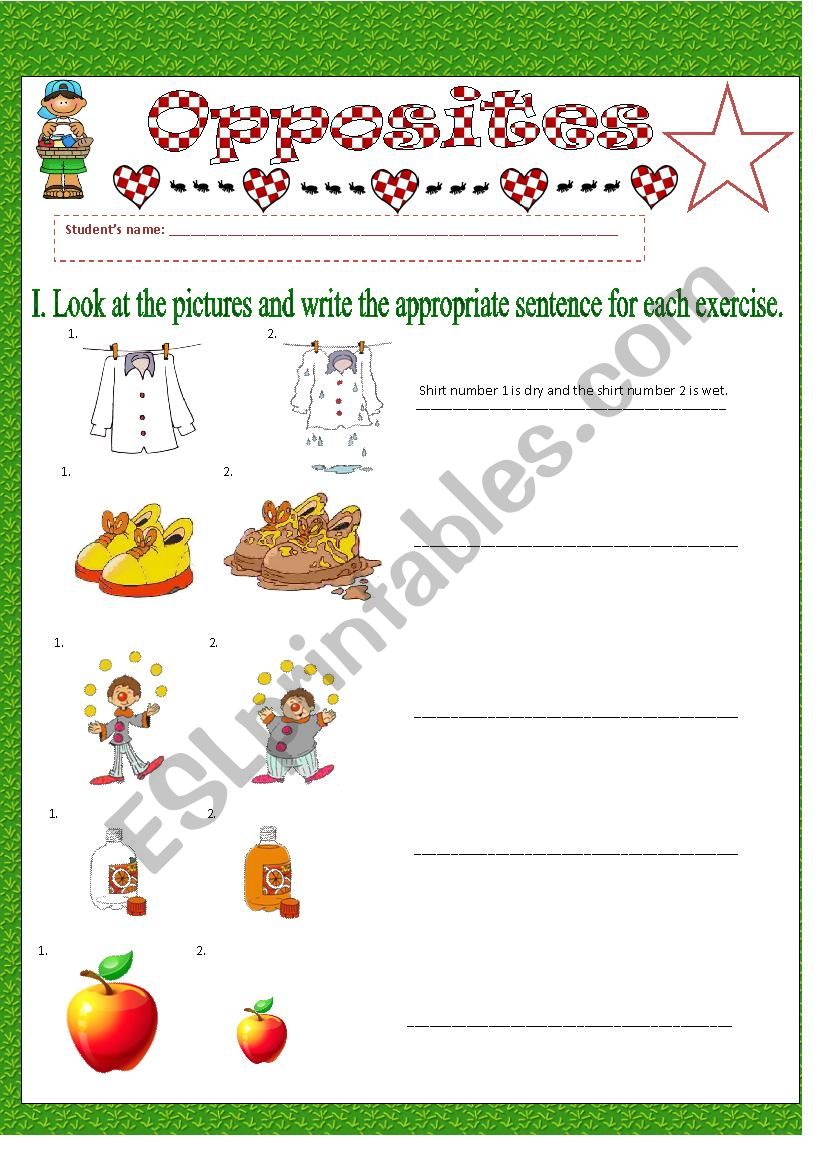 opposites worksheet