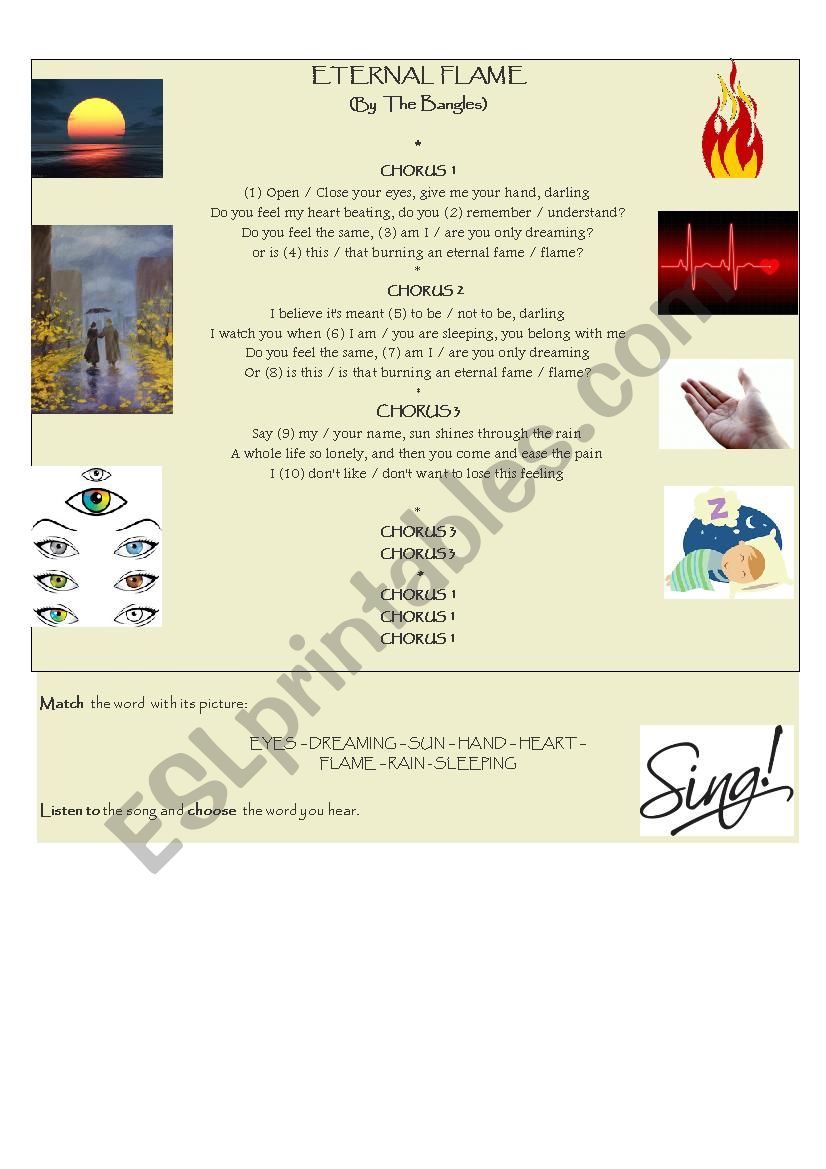 Eternal Flame song worksheet