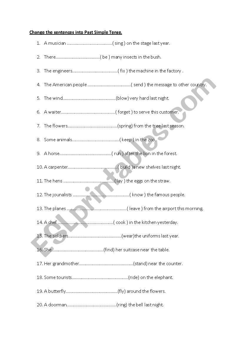 Past Simple worksheet