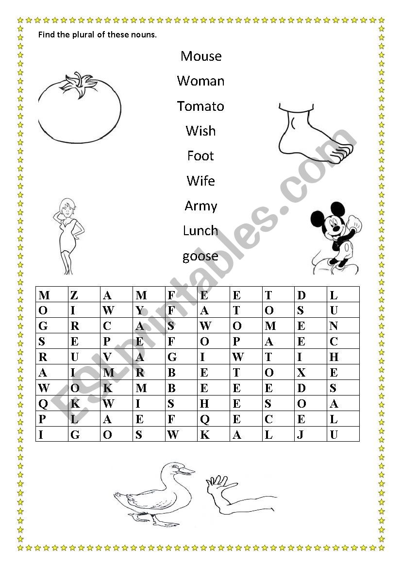 Plural of nouns worksheet