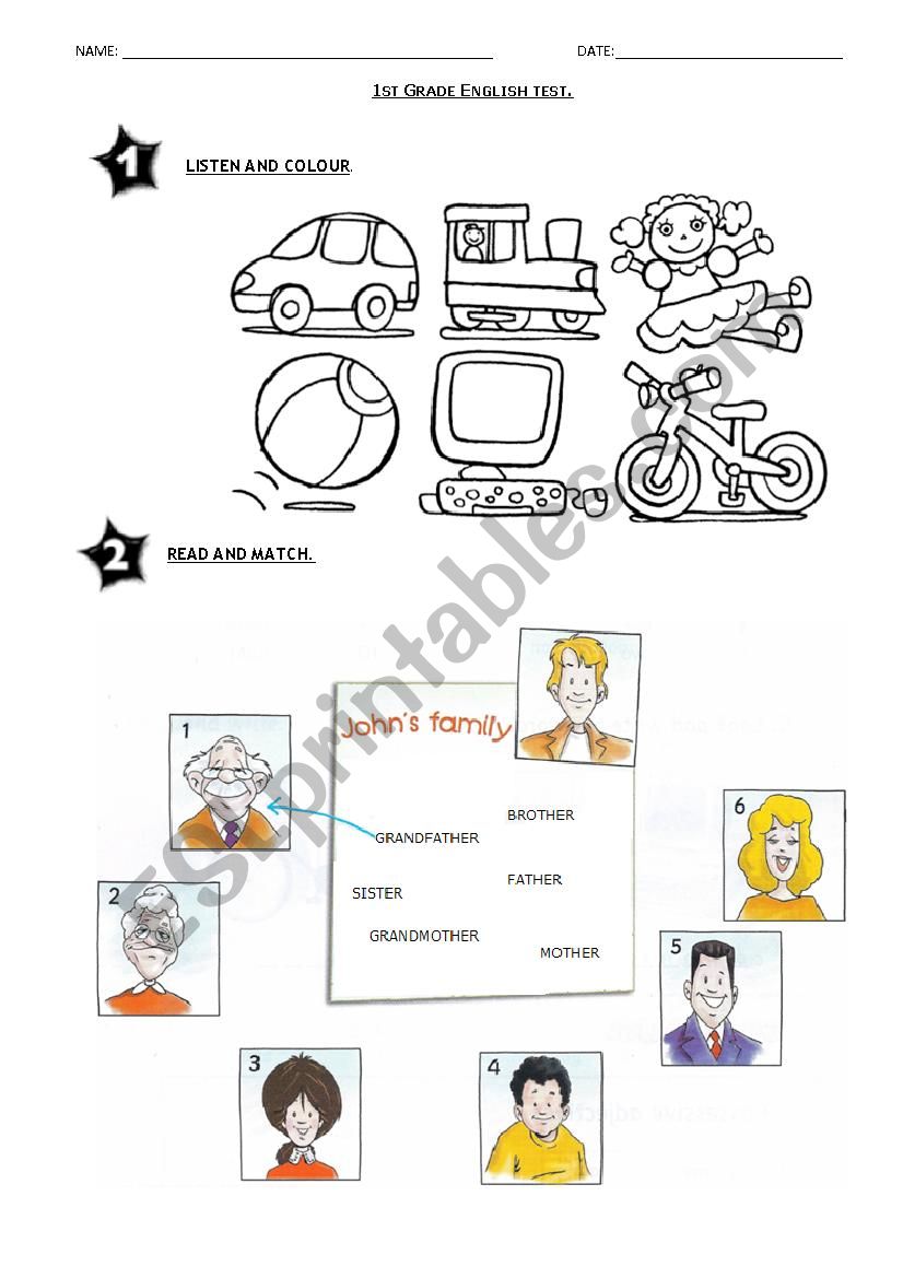 test 1st grade esl worksheet by matildaz