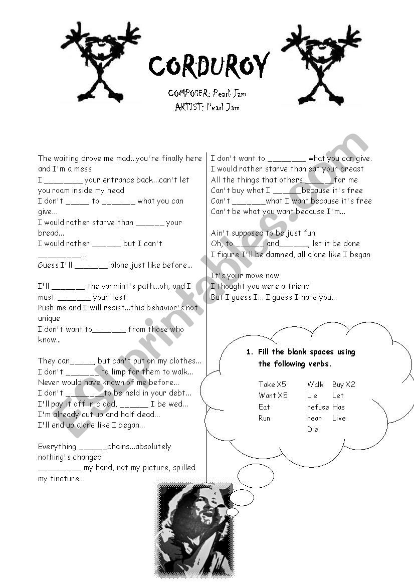 Courduroy Song by Pearl Jam worksheet