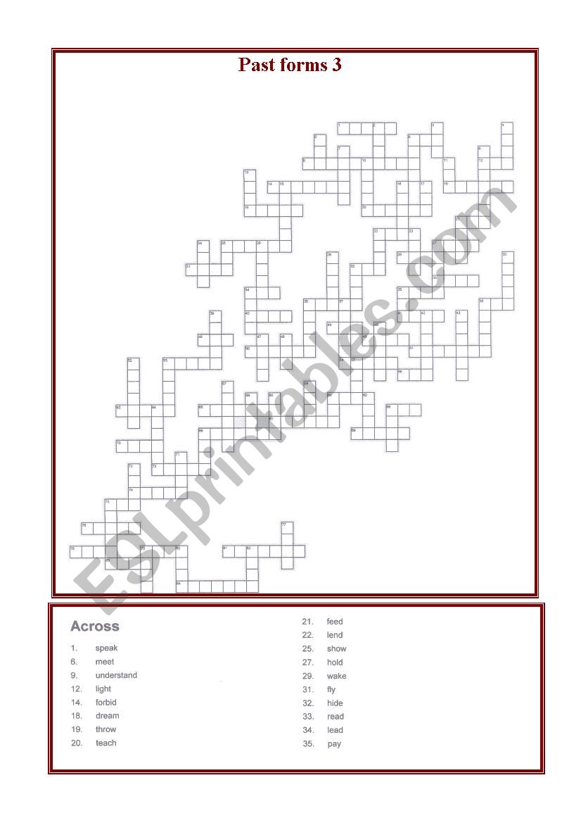 Past forms part 3 worksheet