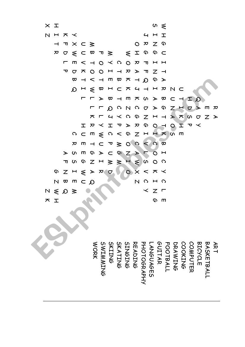 Word Search. Activities worksheet