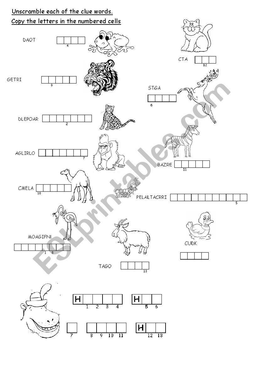 Hippo Sentence Frames Worksheet