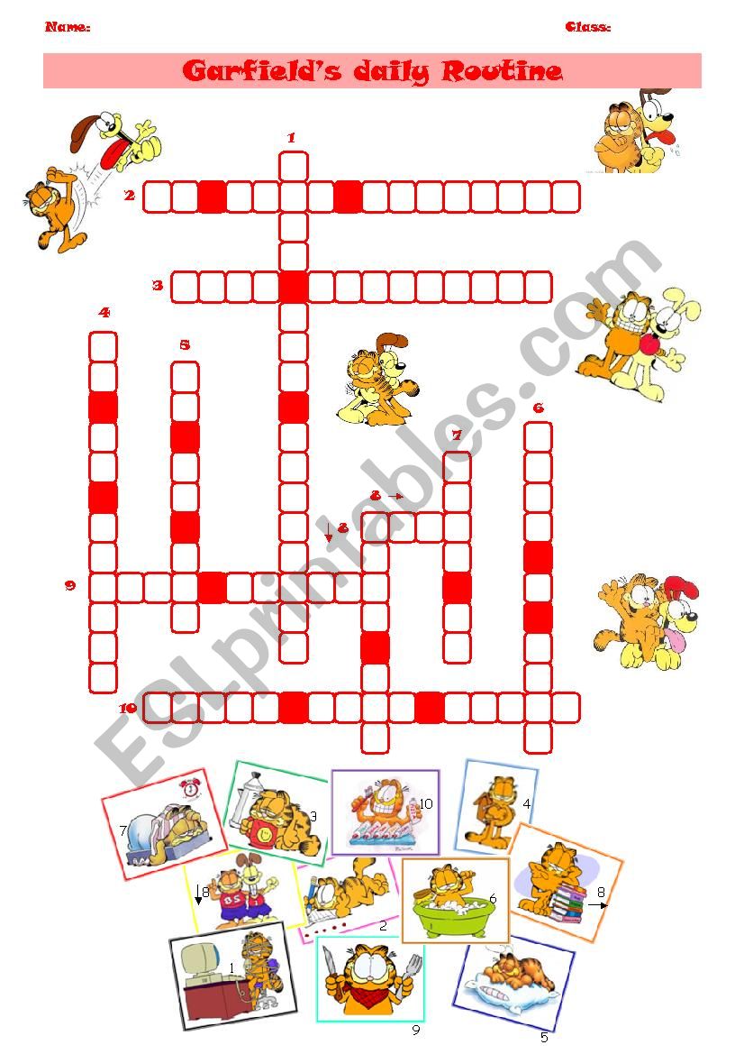 Garfields Daily Routine worksheet