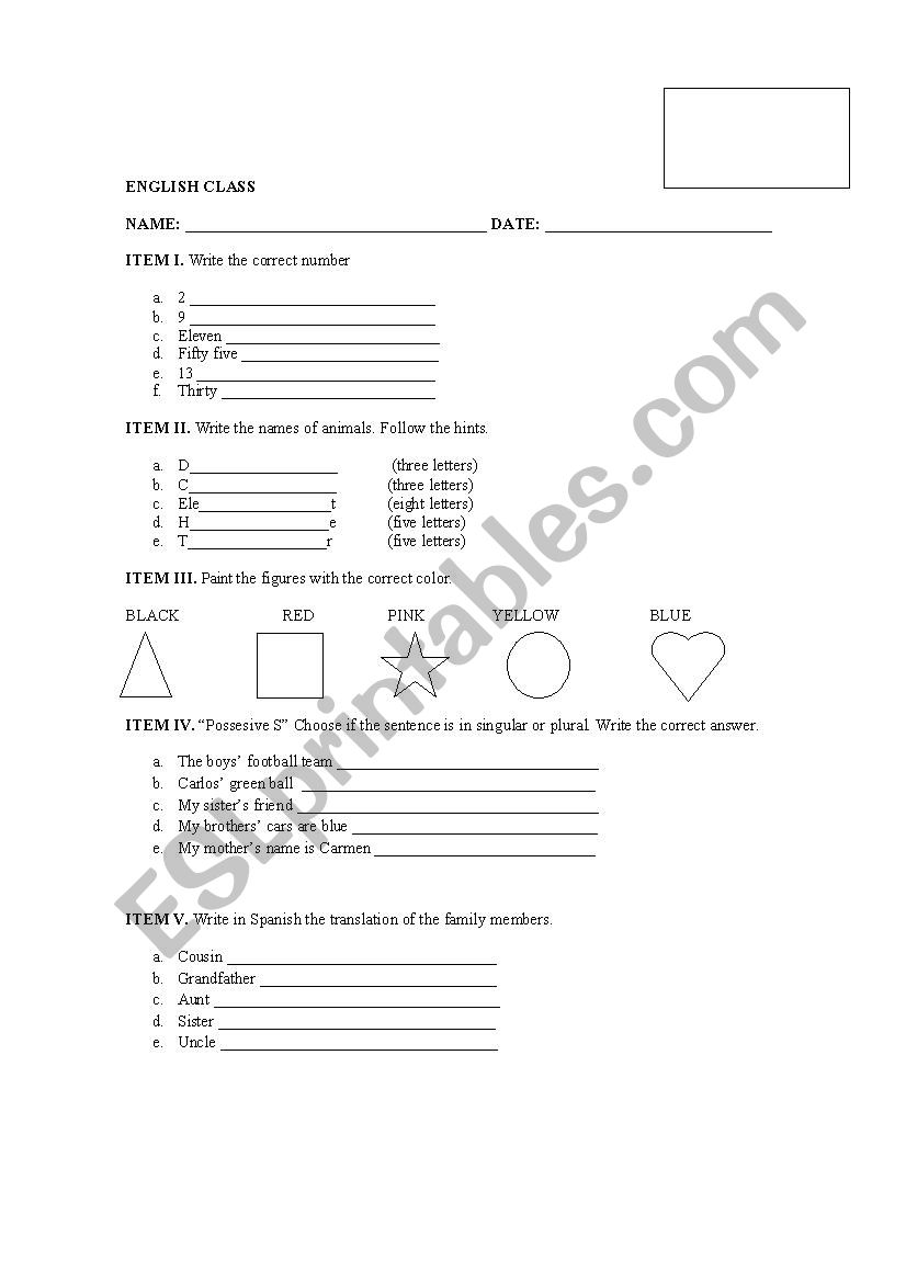 Elementary worksheet worksheet