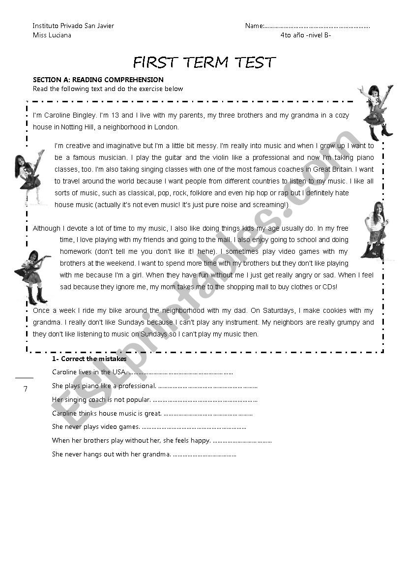 TEST on present simple!  worksheet