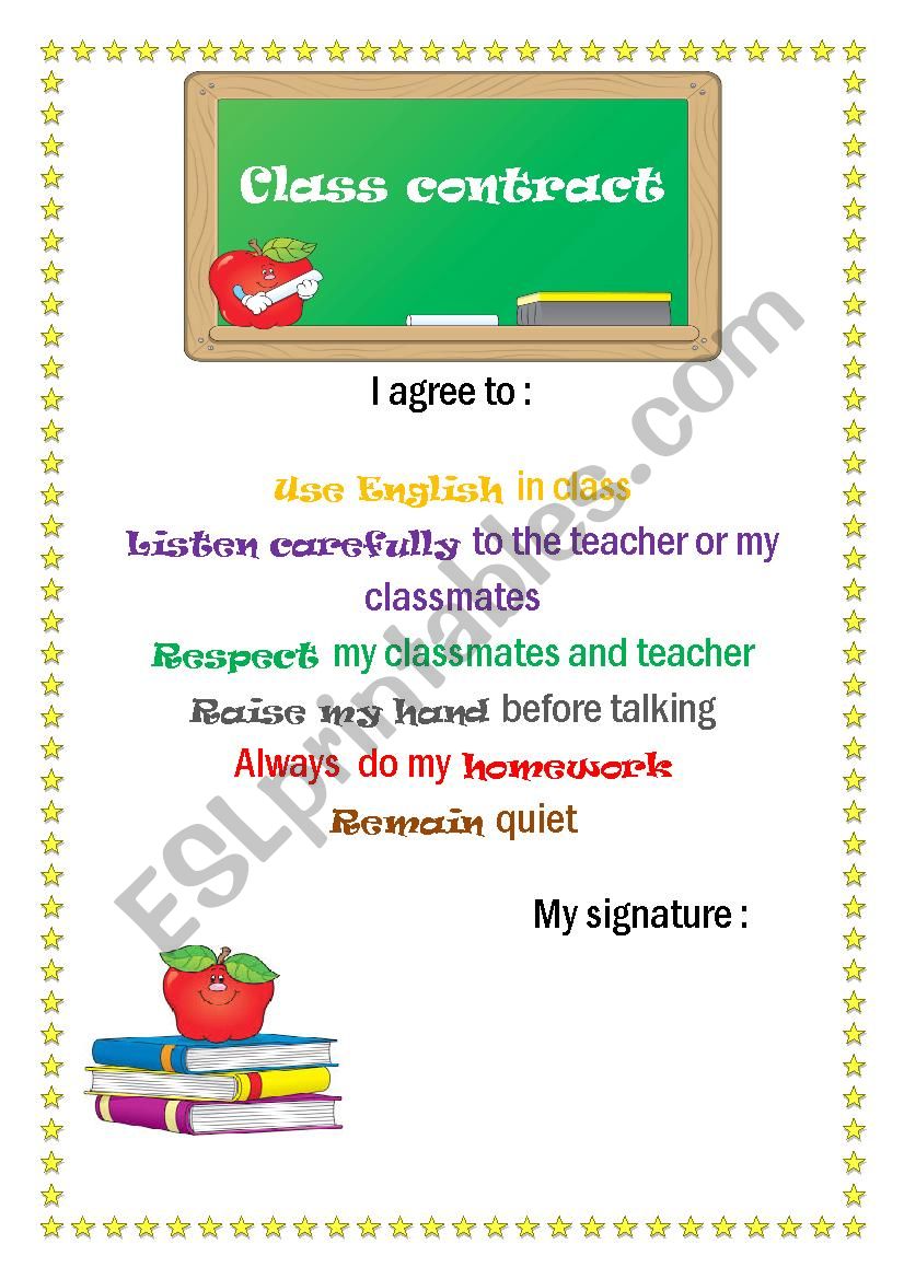 Class Contract or classroom rules