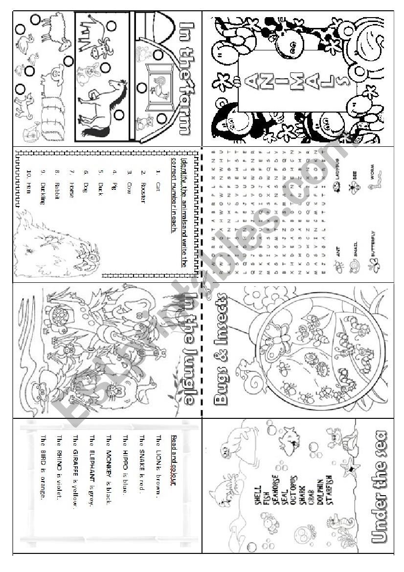 ANIMALS MINI BOOK worksheet