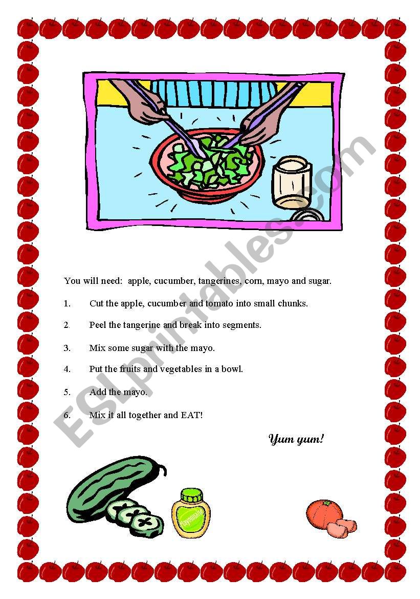 Making a sandwich worksheet