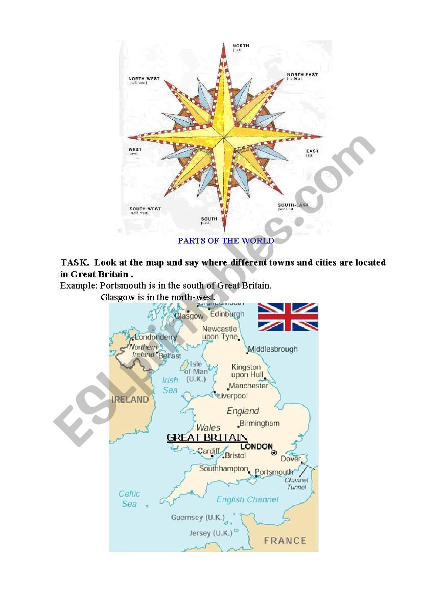 PARTS OF THE WORLD worksheet